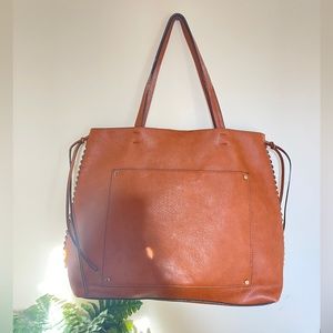 Cute large brown faux leather boho bag